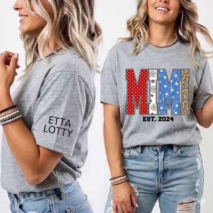 4th of July Gigi USA Flag Trendy Memorial Day Labor Day Daisy Gigi and Grandkids T-shirt