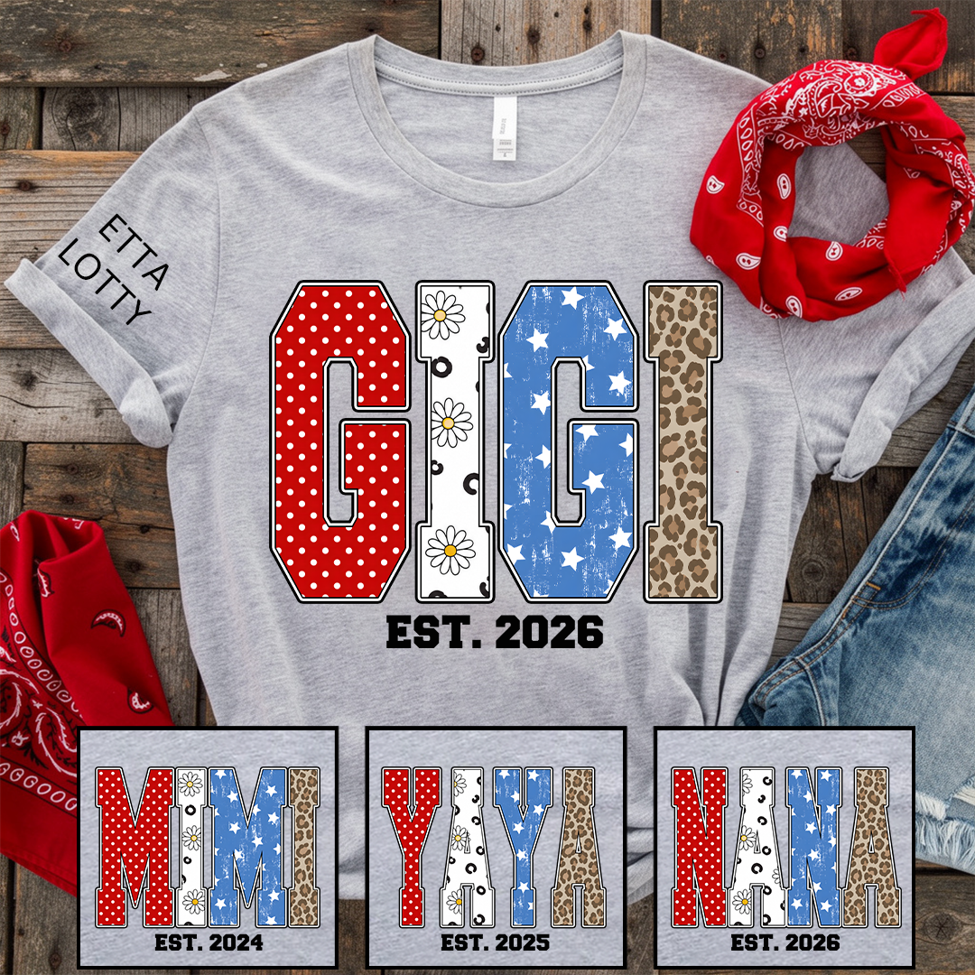 4th of July Gigi USA Flag Trendy Memorial Day Labor Day Daisy Gigi and Grandkids T-shirt
