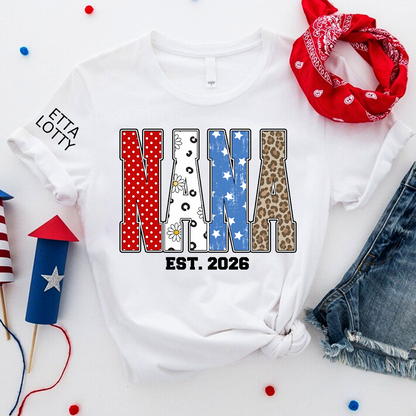 4th of July Gigi USA Flag Trendy Memorial Day Labor Day Daisy Gigi and Grandkids T-shirt