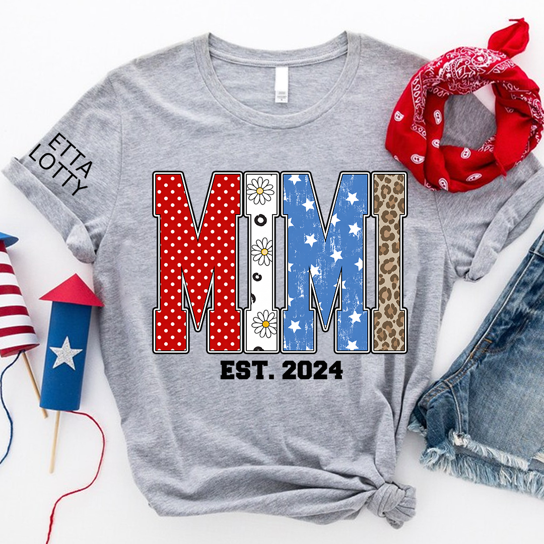 4th of July Gigi USA Flag Trendy Memorial Day Labor Day Daisy Gigi and Grandkids T-shirt
