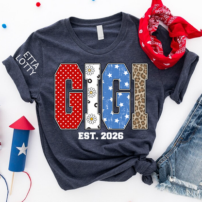 4th of July Gigi USA Flag Trendy Memorial Day Labor Day Daisy Gigi and Grandkids T-shirt