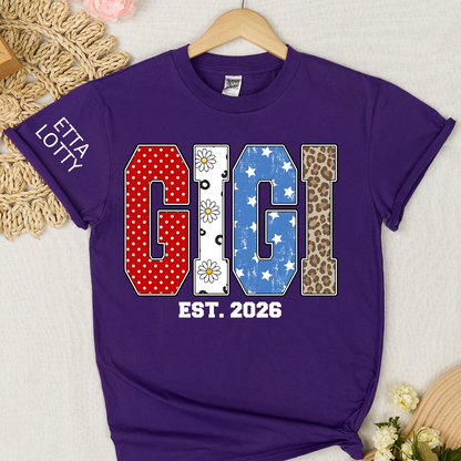 4th of July Gigi USA Flag Trendy Memorial Day Labor Day Daisy Gigi and Grandkids T-shirt