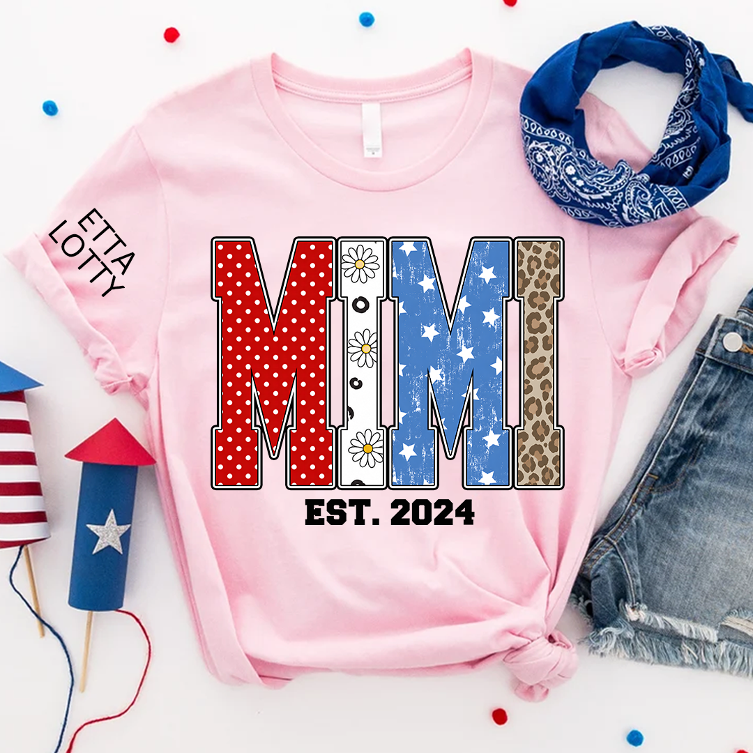 4th of July Gigi USA Flag Trendy Memorial Day Labor Day Daisy Gigi and Grandkids T-shirt