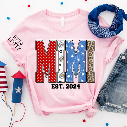 4th of July Gigi USA Flag Trendy Memorial Day Labor Day Daisy Gigi and Grandkids T-shirt