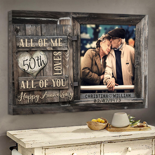 50 Year Anniversary Gift For Wife, Custom Couple Photo, Together We Built A Life Canvas Wall Art for Living Room