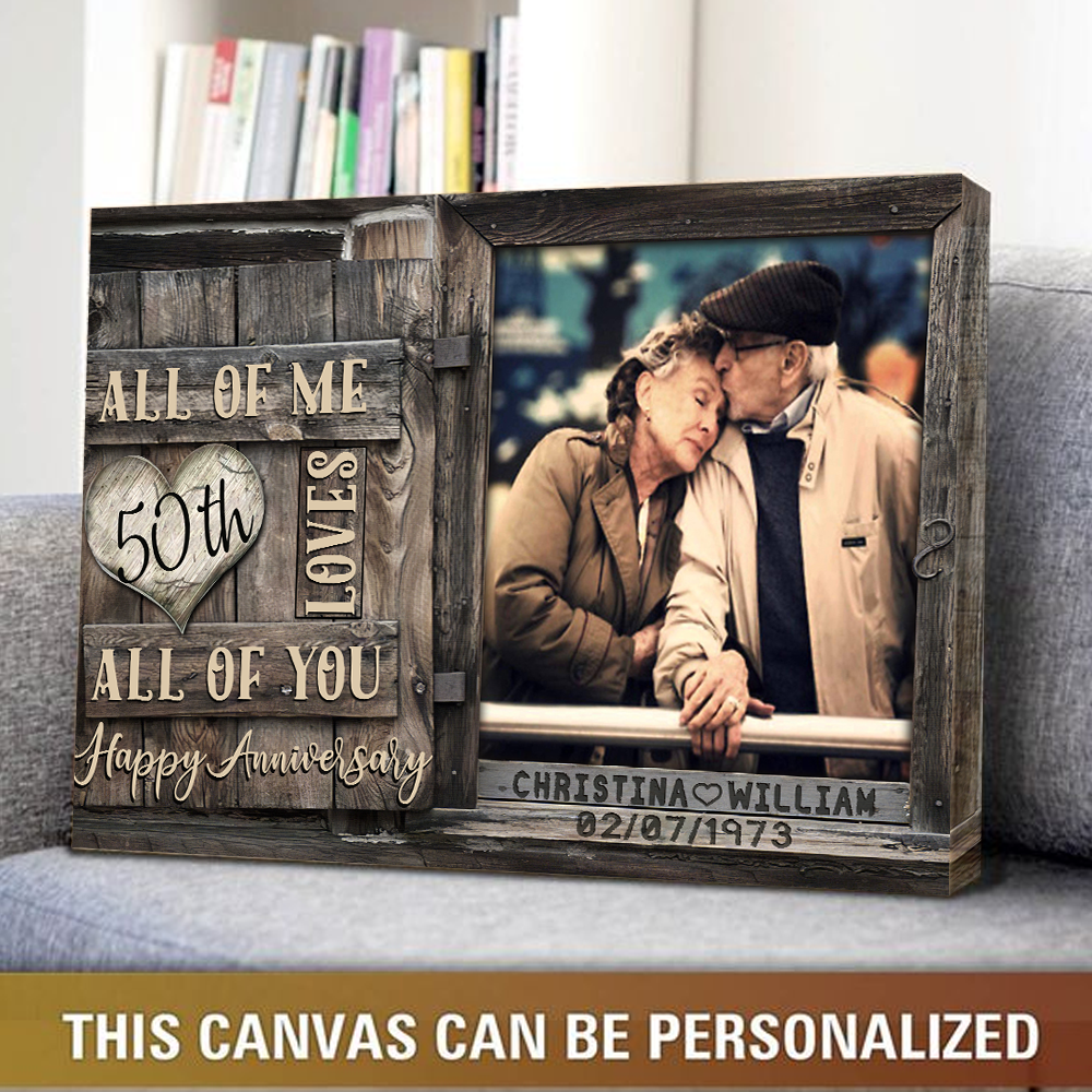 50 Year Anniversary Gift For Wife, Custom Couple Photo, Together We Built A Life Canvas Wall Art for Living Room