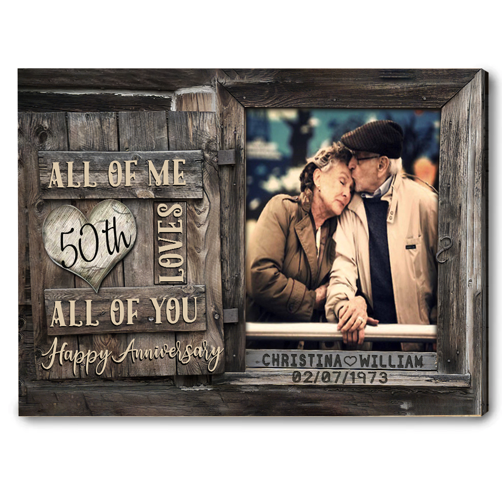 50 Year Anniversary Gift For Wife, Custom Couple Photo, Together We Built A Life Canvas Wall Art for Living Room