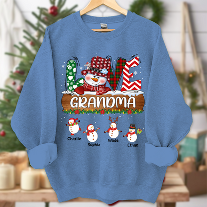 Personalized Grandma Snowman Shirt Grandma With Grandkids Name Christmas
