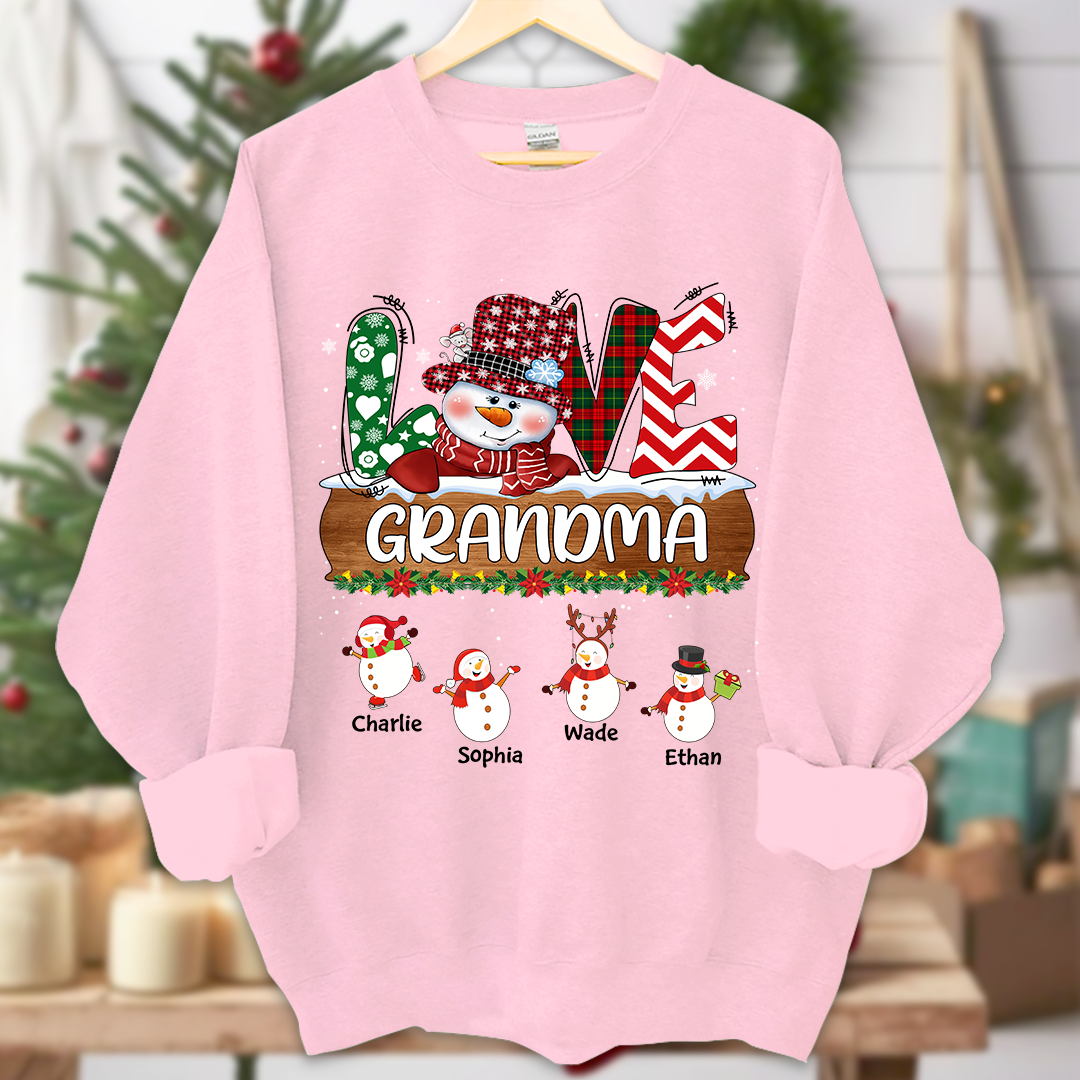 Personalized Grandma Snowman Shirt Grandma With Grandkids Name Christmas