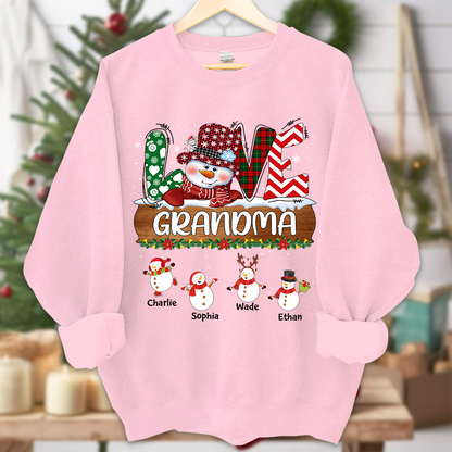 Personalized Grandma Snowman Shirt Grandma With Grandkids Name Christmas