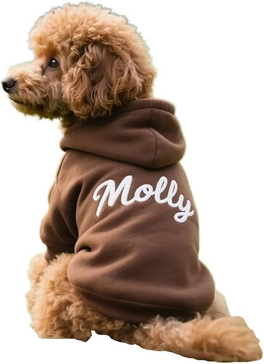 Custom Name Embroidered Dog Hoodie, Embroidery Dog Sweaters for Small Dogs, Pet Clothes, Pet Mom Lovers Gifts