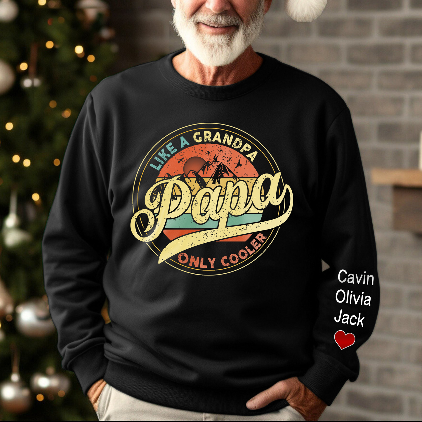 Papa Like A Grandpa Only Cooler, Custom Papa And Kids Sweatshirt