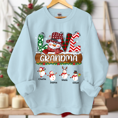 Personalized Grandma Snowman Shirt Grandma With Grandkids Name Christmas