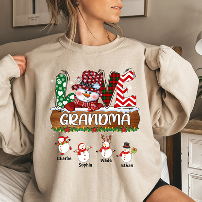 Personalized Grandma Snowman Shirt Grandma With Grandkids Name Christmas