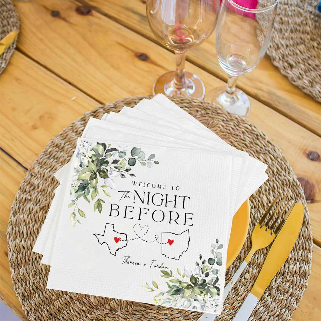 Personalized The Night Before Rehearsal Dinner Napkins Wedding Napkinds