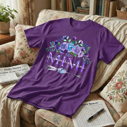 Comfort Colors Personalized Mimi T-shirt with Custom Names, Floral and Arrow Design, Customizable Gift for Mimi