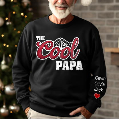 The Cool Papa, Custom Papa And Grandkids, Papa Gift Sweatshirt