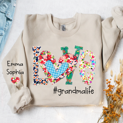 Love Grandma Life Floral Color And Kids Sweatshirt