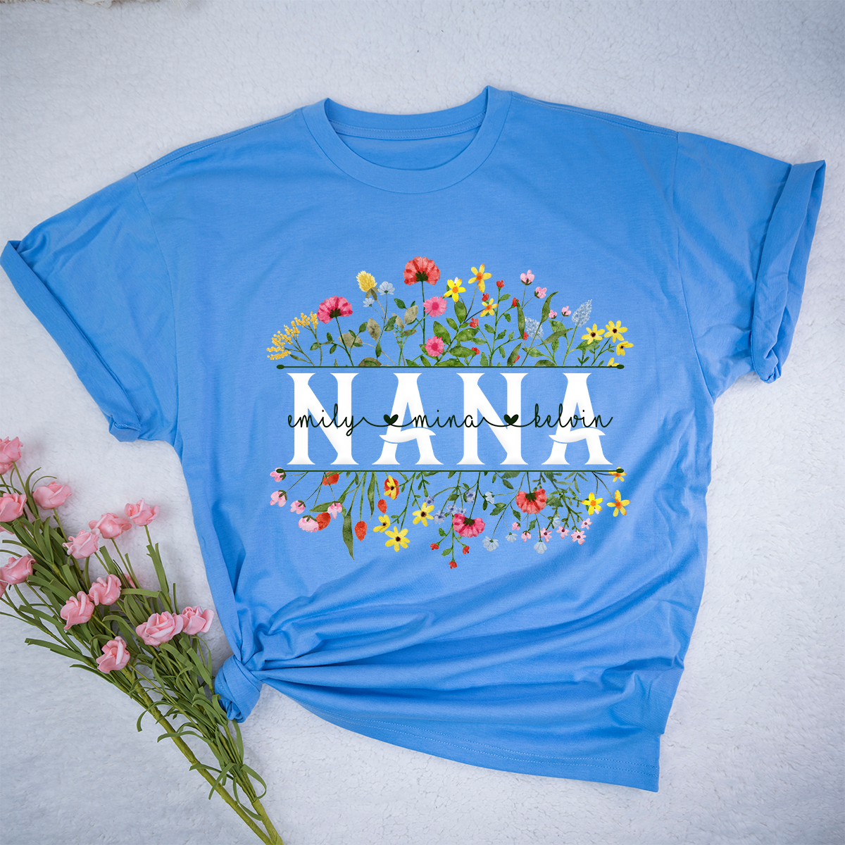 Custom Nana Flower Color Mother's Day T-Shirt