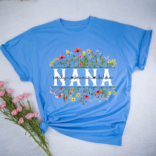 Custom Nana Flower Color Mother's Day T-Shirt