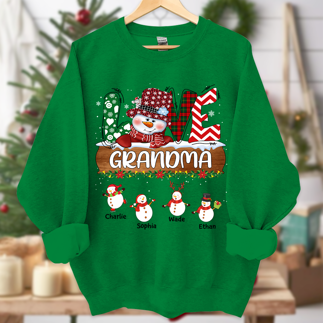 Personalized Grandma Snowman Shirt Grandma With Grandkids Name Christmas