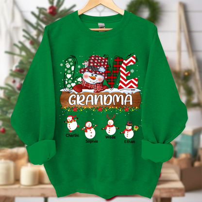 Personalized Grandma Snowman Shirt Grandma With Grandkids Name Christmas