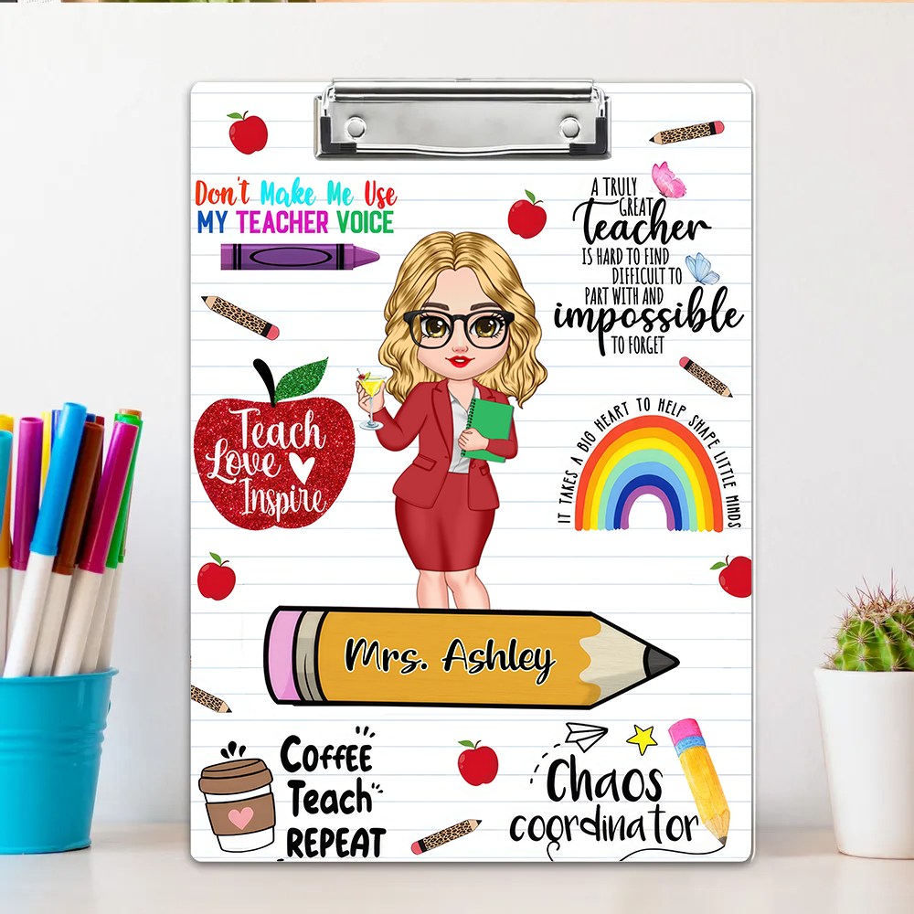 Personalized Teacher Clipboard Sitting on Pencil - Perfect Appreciation Gift for Teachers