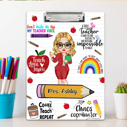 Personalized Teacher Clipboard Sitting on Pencil - Perfect Appreciation Gift for Teachers