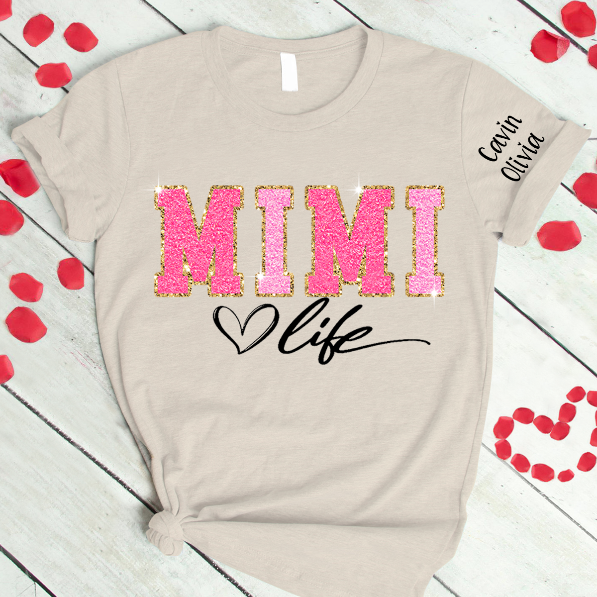 Custom Mimi Life Glitter Mother's Day 2024 T-Shirt