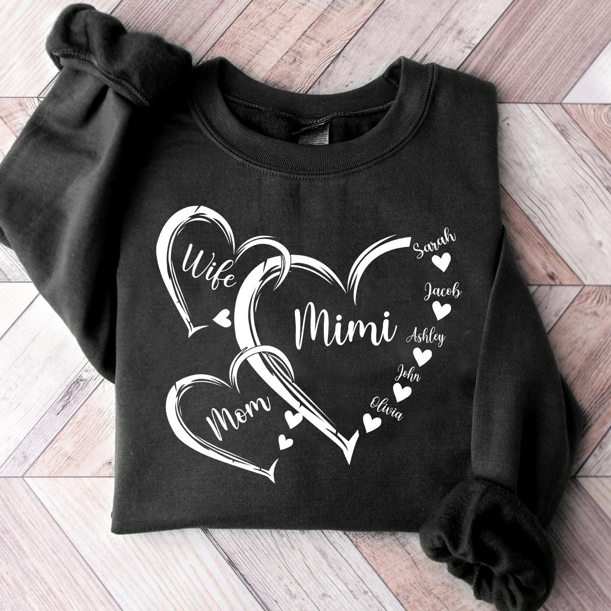 Personalized Wife Mom Mimi Heart Sweatshirt, Grandma Shirt, Grandma Heart with kidnames, Custom Grandma with kidnames