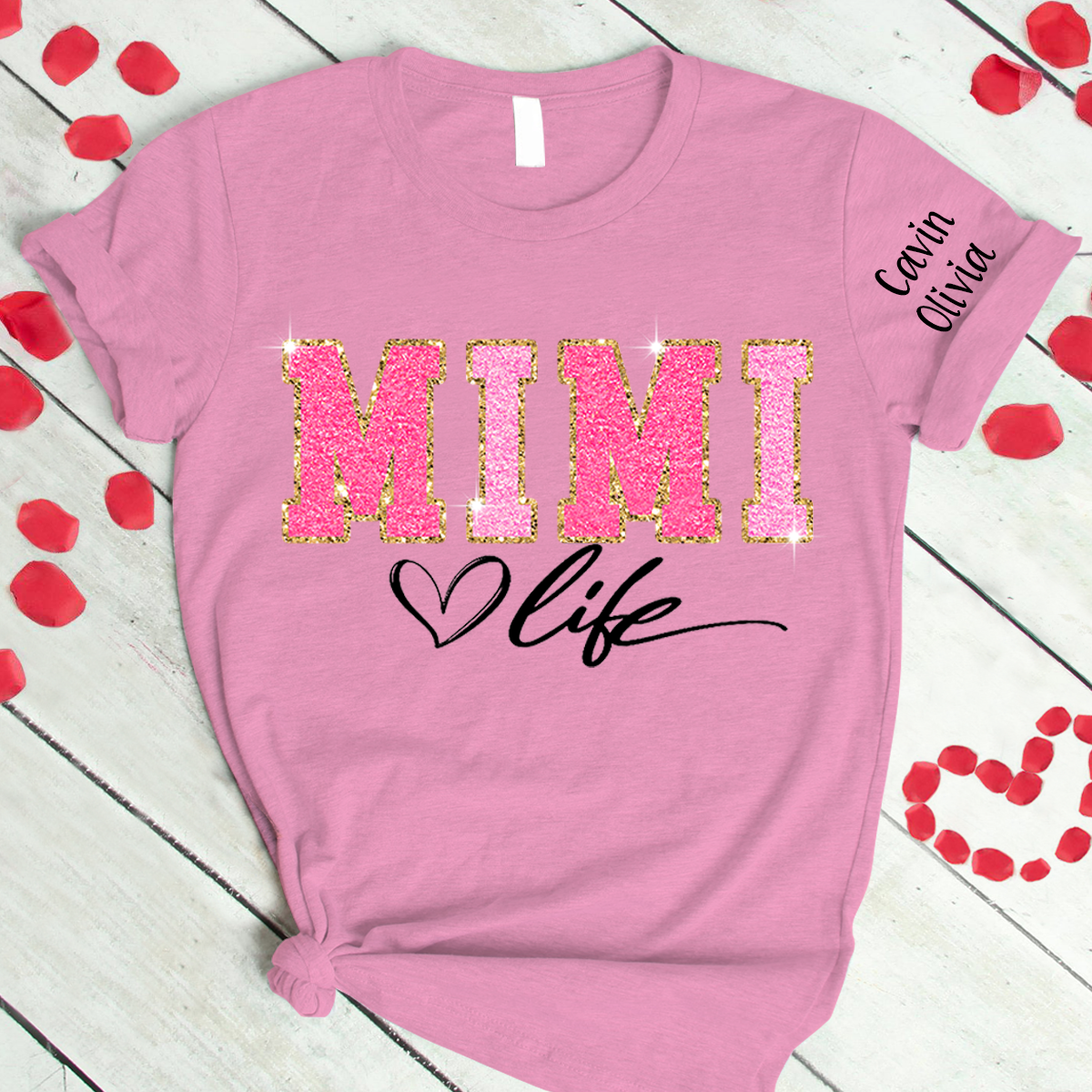 Custom Mimi Life Glitter Mother's Day 2024 T-Shirt