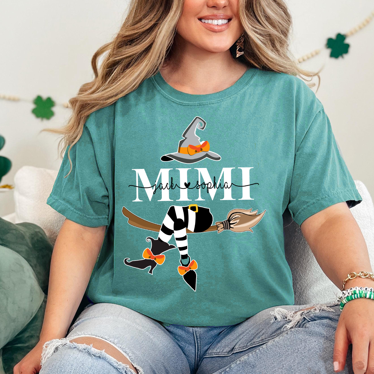 Comfort Colors® Custom Mimi Witch And Grandkids Halloween T-Shirt