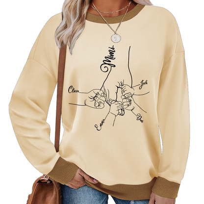 Personalized Mimi Sweatshirt with Grandkids’ Names – Custom Hands Drawing Family Sweater Gift for Grandma