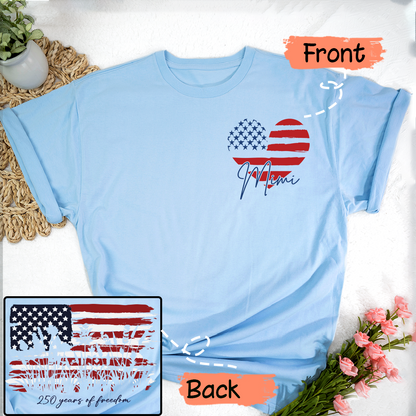 Personalized Mimi Patriotic Shirt, Custom Grandma Name USA Flag Heart T-Shirt, 4th of July Family Matching Tee for Mimi