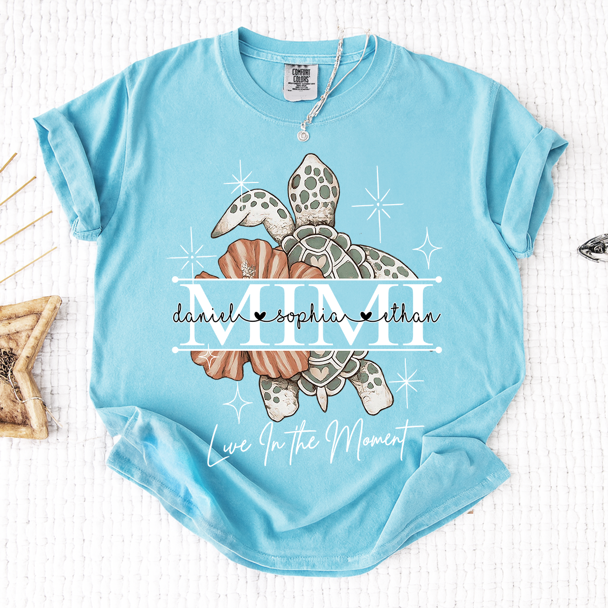 Comfort Colors® Mimi Ocean Turtle T-Shirt Custom Family Names Beach Style