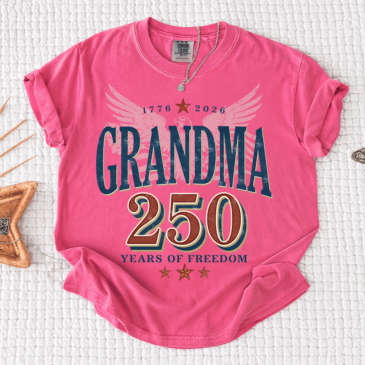 Comfort Colors® Patriotic Grandma T-Shirt, Established 2026 - 250 Years of Freedom Tee