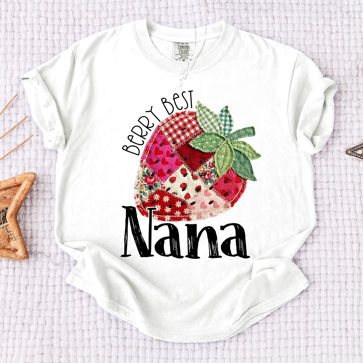 Comfort Colors® Berry Best Nana Shirt, Cute Strawberry Patchwork Design for Grandmother Gift