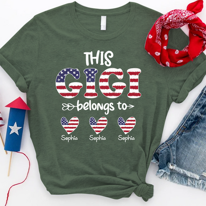 This Gigi Belongs to T Shirt, Personalized 4th of July Gift for Gigi with Custom Names
