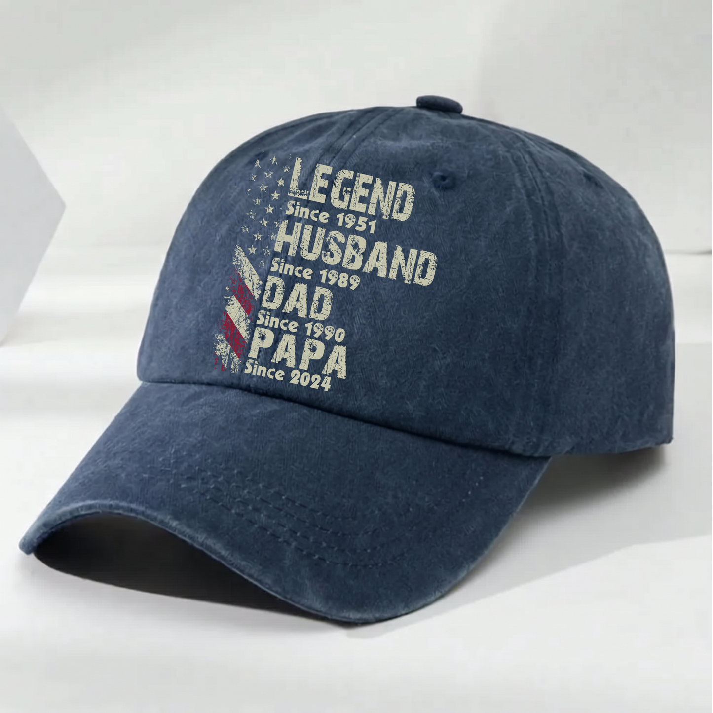 Legend Husband Dad Papa Father's Day Gift Trend, Personalized Custom Vintage Washed Denim Cap