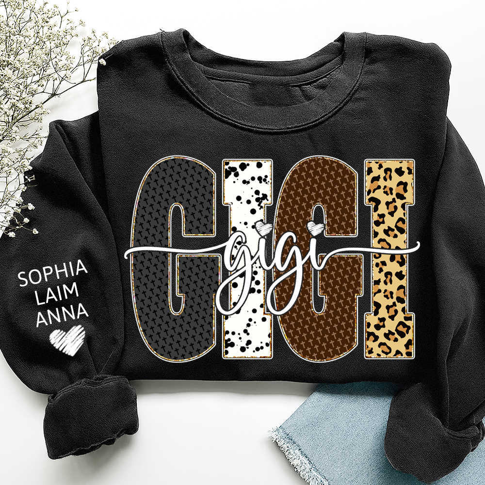 Bible Art & Lettering, Personalized Gigi Sweatshirt – Custom Grandchild Name on Sleeve