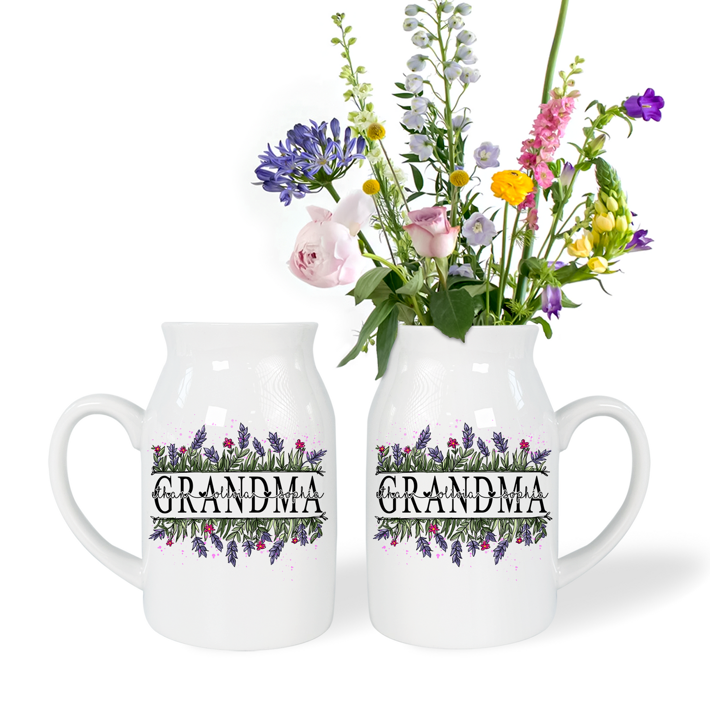 Flower Art For Grandma And Kids - Custom Home Decoration Flower Vase According To Family Requirements - Warm Gift For Mother's Day, Ceramic Flower Vase