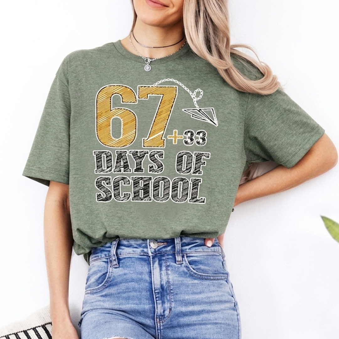 67 Days of School Shirt, Teacher Countdown Tee, Back to School Teacher Shirt, Funny School Days T-Shirt for Educators