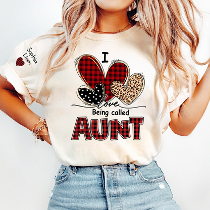 I Love Being Calling Aunt T-Shirt, Personalized Name T-Shirt for Family