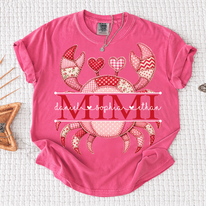 Comfort Colors® Patchwork Crab Design Mimi Shirt Personalized Children’s Names Tee
