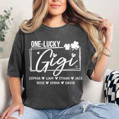 One Lucky Gigi St Patrick’s Day Shirt, Personalized Shamrock Family T Shirt