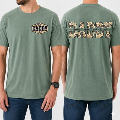 Daddy Camo Personalized T-Shirt – Custom Names Gift for Dad Daddy Papa