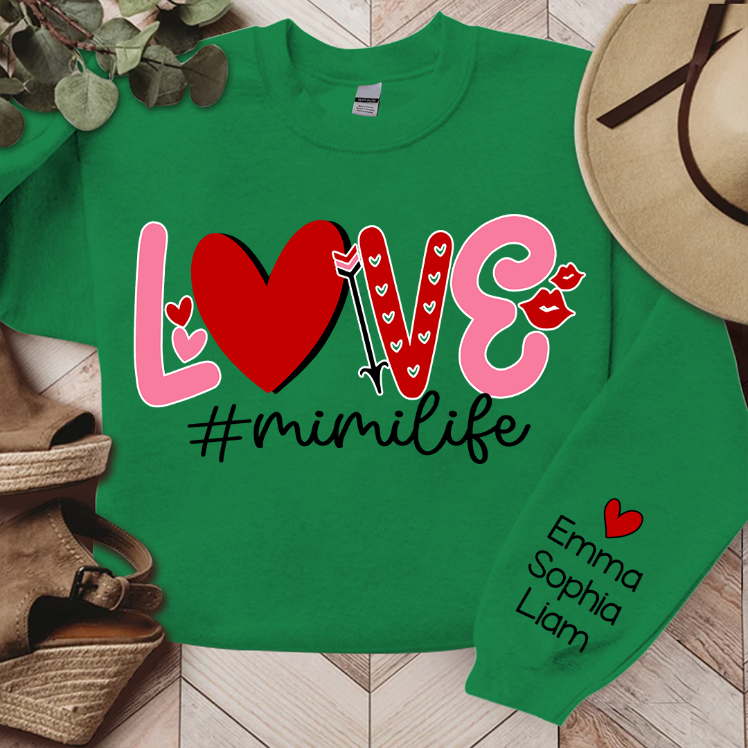 Mimi Life Love Pink Valentine, Custom Mimi And Kids, Grandma Gift TH Sweatshirt