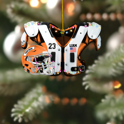 Personalized Football Jersey Ornament, Custom Name, Number & Team Christmas Decoration With Helmet And Lights Ornament