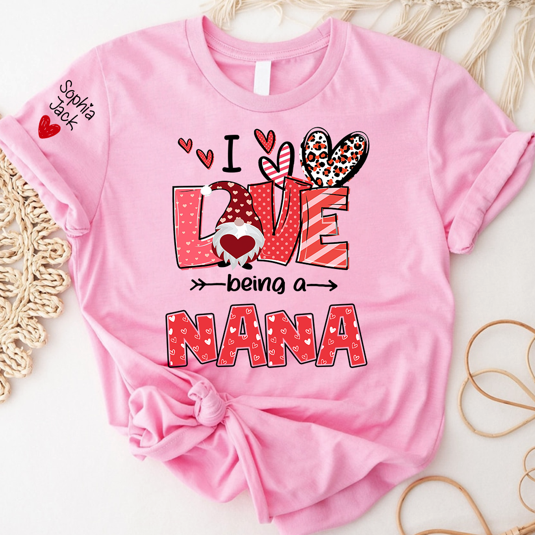 I Love Being Called Nana Sweatshirt, Heart Gnome Valentine Gift For Grandma And Her Grandchildren