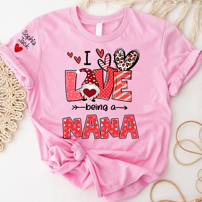 I Love Being Called Nana Sweatshirt, Heart Gnome Valentine Gift For Grandma And Her Grandchildren